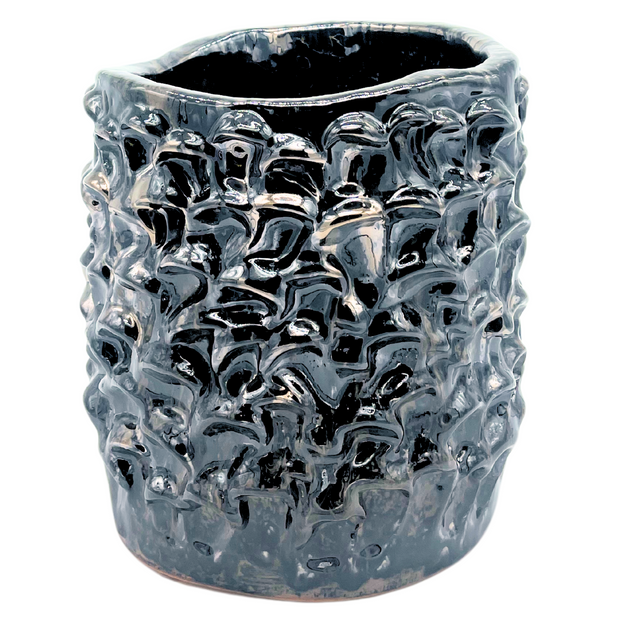 Ceramic Vase in Liquid Platinum, “Medium” 20cm, Onda series