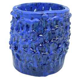 Keramikvase in Matt, Kleinblau und Izmirblau, „Mittel“ 20 cm, Serie Onda