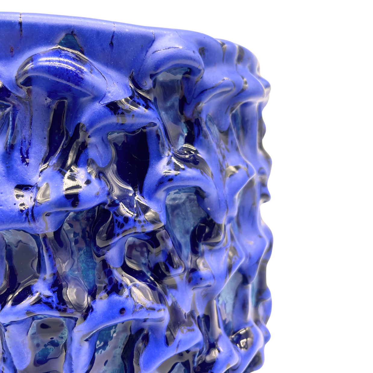 Ceramic Vase in Matte, Klein Blue and Izmir Blue, “Medium” 20cm, Onda Series