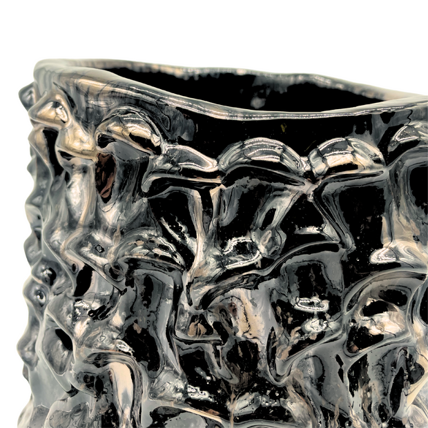 Ceramic Vase in Liquid Platinum, “Medium” 20cm, Onda series