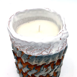 Top view of the Ceramic Pot Candle in platinum glaze, showing smooth white interior and eco-friendly soy wax filling.