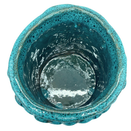 Upper view of the Ceramic Vase in Biscay Bay and Marine Blue, with the base fading into darker hues, highlighting the rich texture and color variations.