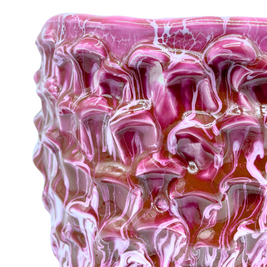Detailed view of the Ceramic Vase in Candy Violet and Lilac Glaze, emphasizing the texture and fine waves that define the handcrafted design.