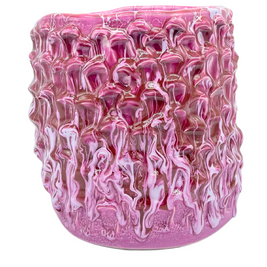 Alternate front view of the Ceramic Vase in Candy Violet and Lilac Glaze, revealing a different angle of the handcrafted waves and smooth color transition.