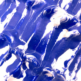 Side detail of the Ceramic Vase in Egyptian Blue and White, highlighting the delicate gradient of colors and hand-applied textures.
