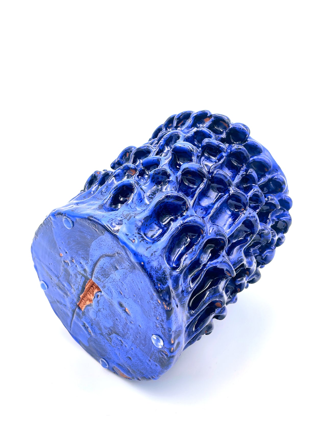 Bottom view of the Ceramic Vase in Egyptian and Izmir Blue, emphasizing the craftsmanship and even glaze finish.