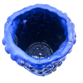 Upper view of the Ceramic Vase in Egyptian and Izmir Blue, showcasing the smooth interior and gradient glaze effect toward the edges, with a darker blue base.