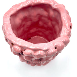 Upper interior view of the Ceramic Vase in Haime Pink and Liquorice, emphasizing the deeper pink tones and smooth, glazed finish.