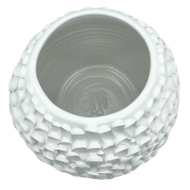 Overhead view of the Ceramic Vase in Ivory, revealing its wide, open top and smooth matte texture.
