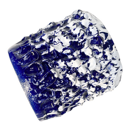 Horizontal top view of the Ceramic Vase in Izmir Blue and Matte White, capturing its blended blue base and white upper, highlighting the smooth texture.