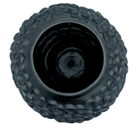 Top-down view of the Ceramic Vase in Licorice Black, showing the concealed opening and soft, matte texture in a muted black finish, set on a white background.