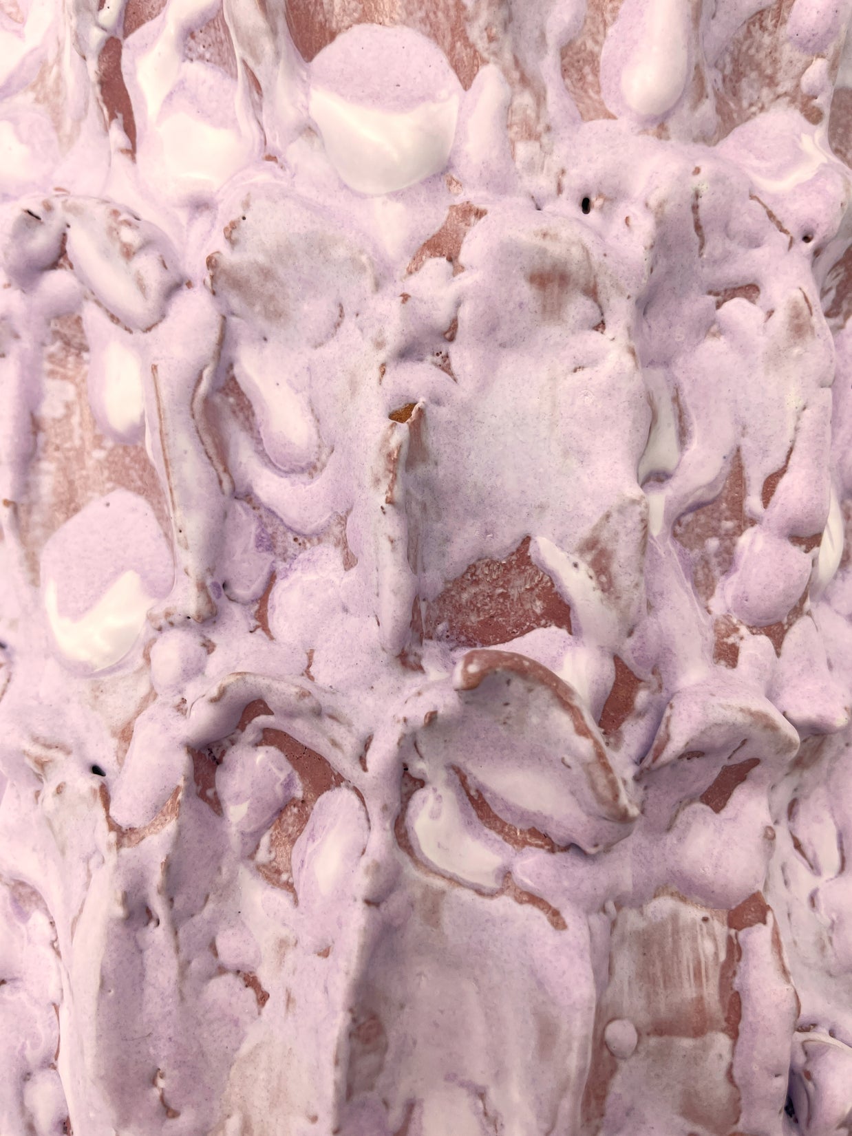 Close-up view of the Ceramic Vase in Lilac Bubble & Matte Mauve, emphasizing its soft pastel texture, peachy hues, and the artisanal matte finish.
