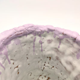 Close-up of the Ceramic Vase in Lilac Bubble & Matte Mauve, focusing on the white interior and delicate rim details with golden and pink gradients.