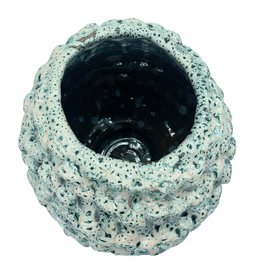 Top view of the Ceramic Vase in Mineral Blush and Aventurine Green, showcasing the shadowed interior and subtle glaze details around the rim.