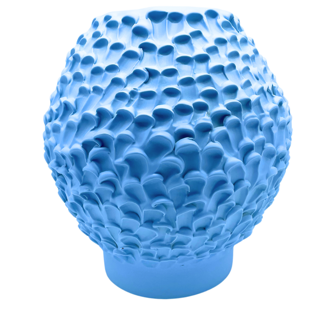 Front view of the Ceramic Vase in Whispy Blue from a slightly rotated angle, highlighting its graceful matte finish and refined pastel tones.