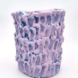 Keramikvase in Lilac Bubble und Königsblau, „Medium“ 21 cm, Onda-Serie