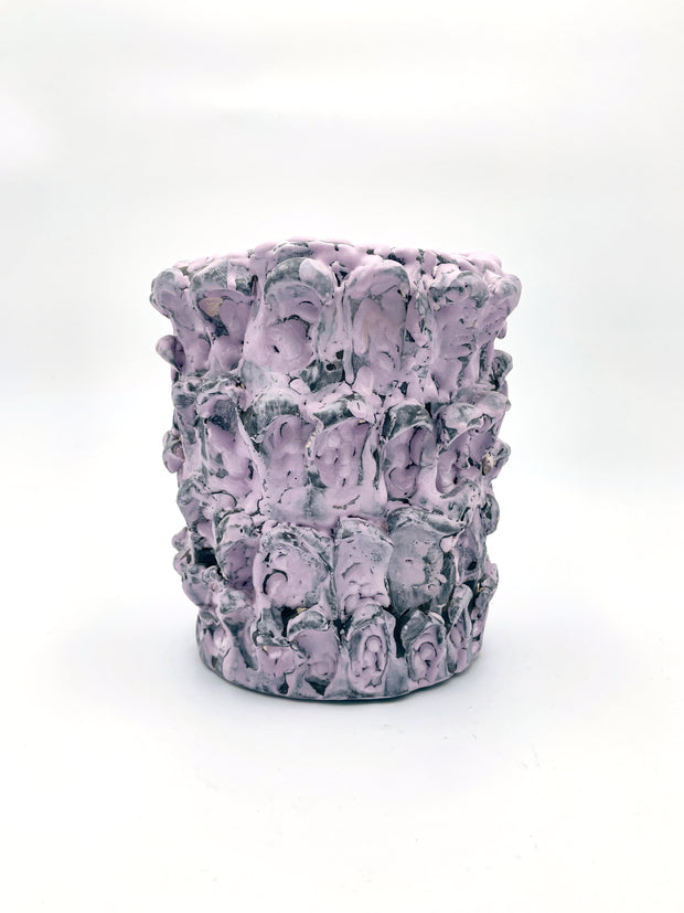 Ceramic Vase in Lilac Bubble & Vintage Black, “Medium” 21cm, Onda serie